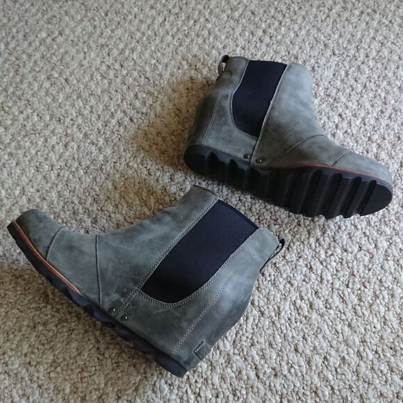 Sorel Lea Wedges boots Gray leather size 10 - Picture 5 of 14